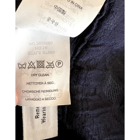 J. Crew Black Label Blouse Top Women 2 Blue Jacquard Geometric Dark Academia - Picture 14 of 14